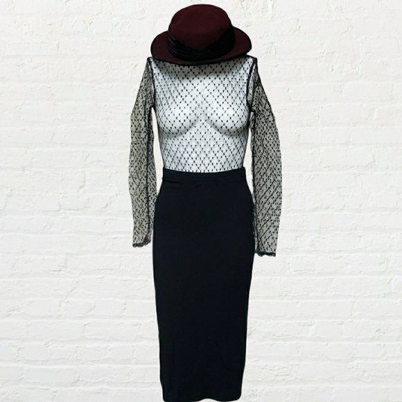 Nasty Gal NWT black mesh metallic bodysuit size 0 - Picture 2 of 13